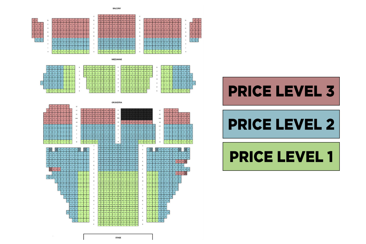 Seating chart with price levels